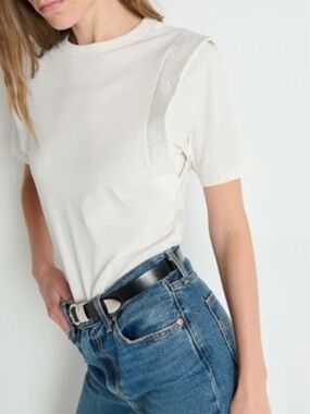 Nation LA  Thea Sleeve Inset Top in Porcelain NWT